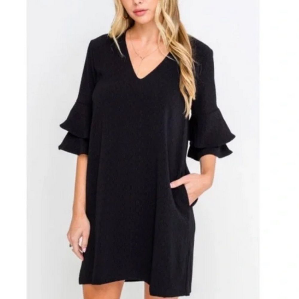 Jaqueline Pocketed Ruffle Sleeves Dress